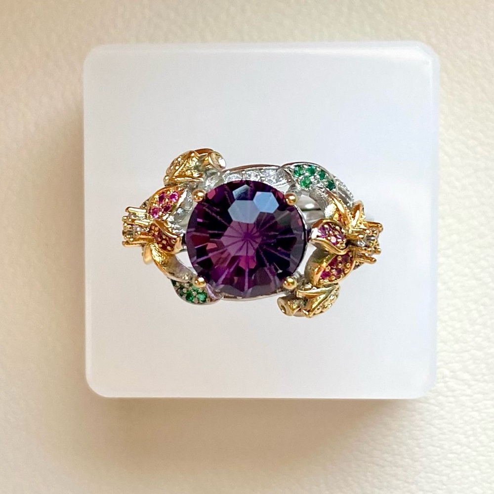 Elegant Gold Dragon Ring with Purple Center Stone
